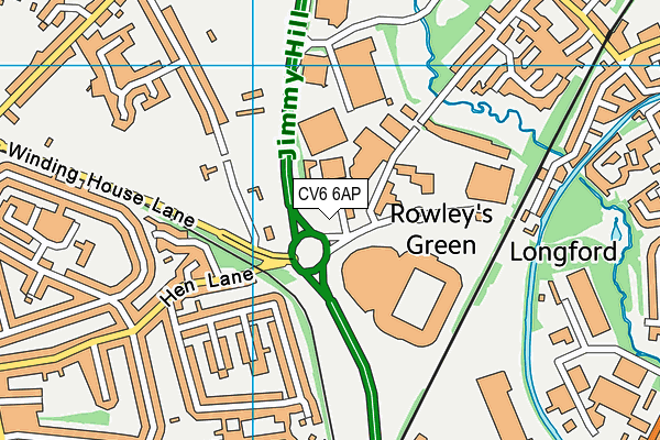 CV6 6AP map - OS VectorMap District (Ordnance Survey)