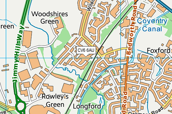 CV6 6AU map - OS VectorMap District (Ordnance Survey)