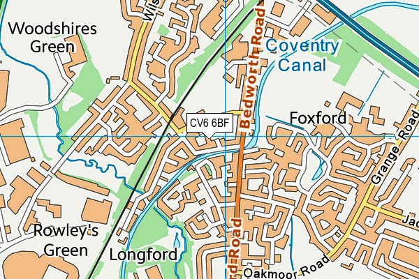 CV6 6BF map - OS VectorMap District (Ordnance Survey)