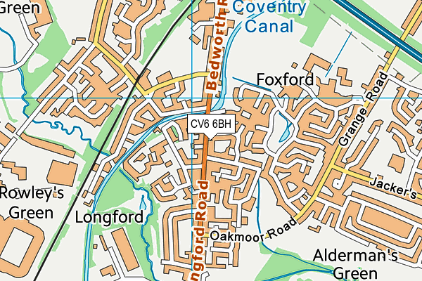 CV6 6BH map - OS VectorMap District (Ordnance Survey)