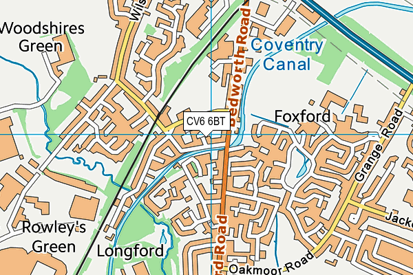 CV6 6BT map - OS VectorMap District (Ordnance Survey)