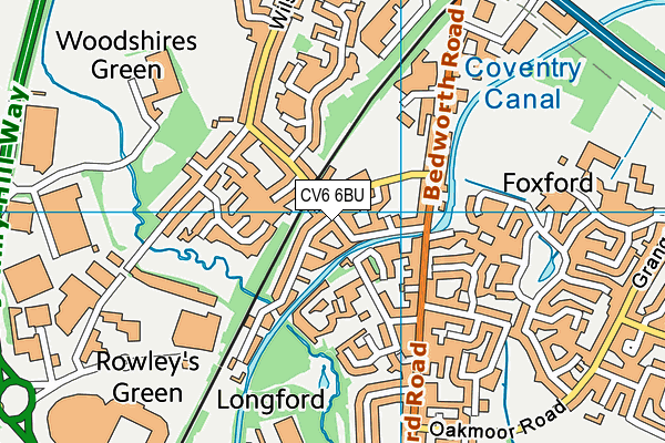 CV6 6BU map - OS VectorMap District (Ordnance Survey)