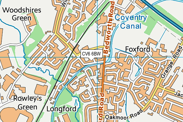 CV6 6BW map - OS VectorMap District (Ordnance Survey)