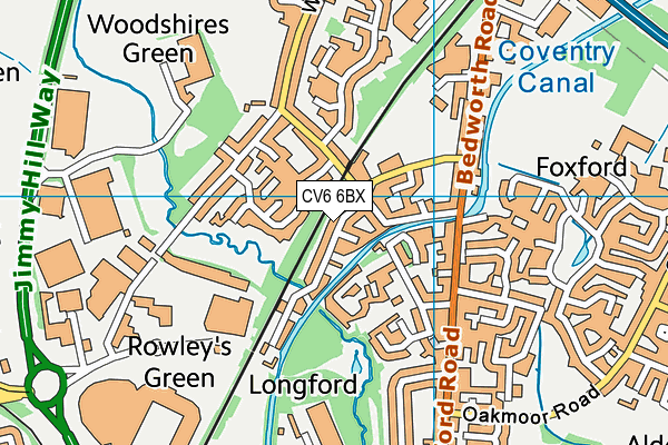 CV6 6BX map - OS VectorMap District (Ordnance Survey)