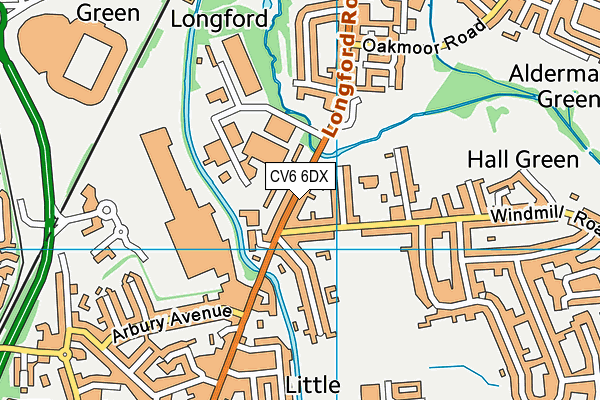 CV6 6DX map - OS VectorMap District (Ordnance Survey)
