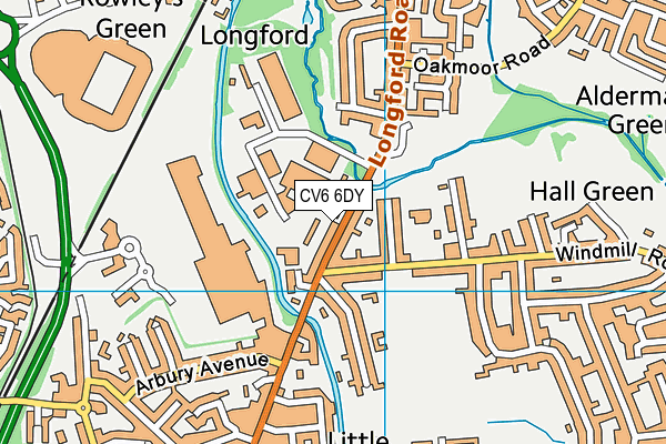 CV6 6DY map - OS VectorMap District (Ordnance Survey)