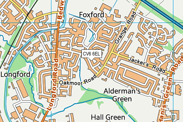 CV6 6EL map - OS VectorMap District (Ordnance Survey)