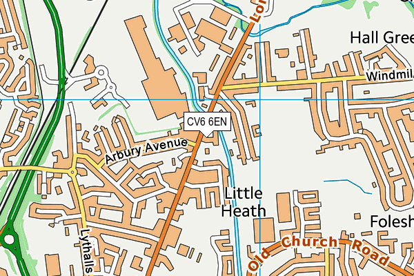 CV6 6EN map - OS VectorMap District (Ordnance Survey)