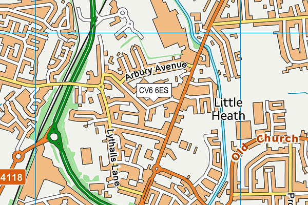 CV6 6ES map - OS VectorMap District (Ordnance Survey)