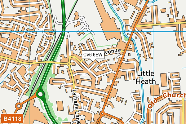 CV6 6EW map - OS VectorMap District (Ordnance Survey)