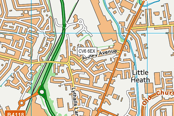 CV6 6EX map - OS VectorMap District (Ordnance Survey)