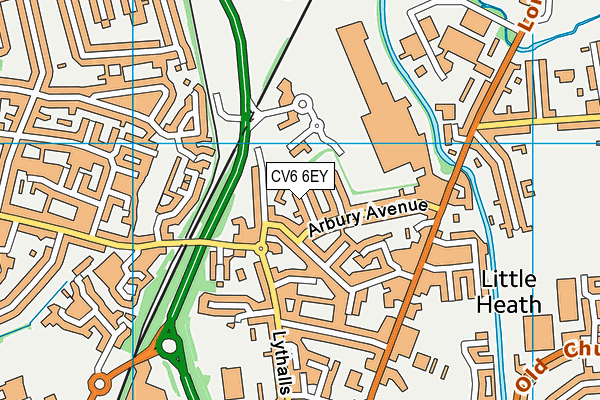 CV6 6EY map - OS VectorMap District (Ordnance Survey)