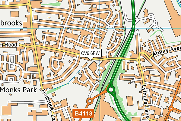 CV6 6FW map - OS VectorMap District (Ordnance Survey)