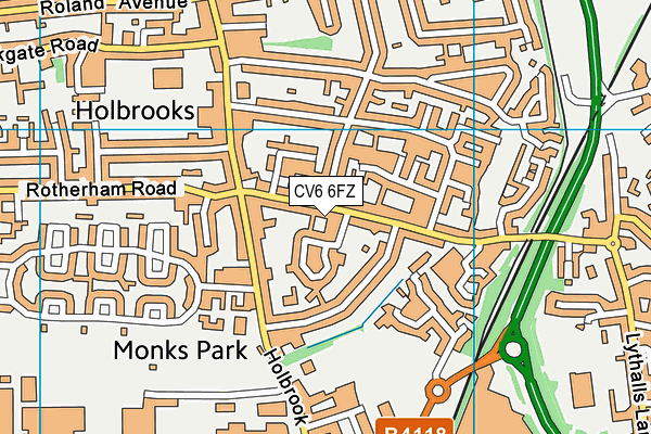 CV6 6FZ map - OS VectorMap District (Ordnance Survey)