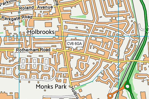 CV6 6GA map - OS VectorMap District (Ordnance Survey)