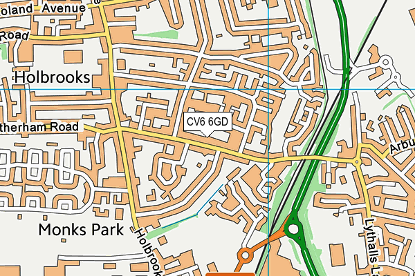 CV6 6GD map - OS VectorMap District (Ordnance Survey)