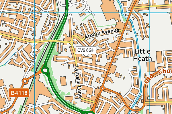 CV6 6GH map - OS VectorMap District (Ordnance Survey)