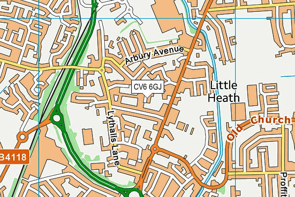 CV6 6GJ map - OS VectorMap District (Ordnance Survey)