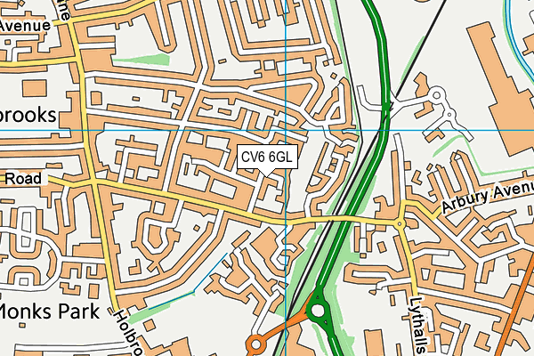 CV6 6GL map - OS VectorMap District (Ordnance Survey)