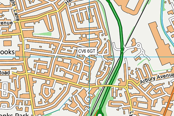 CV6 6GT map - OS VectorMap District (Ordnance Survey)