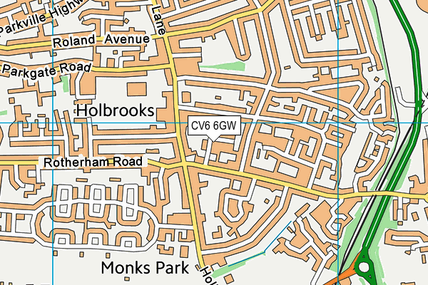 CV6 6GW map - OS VectorMap District (Ordnance Survey)