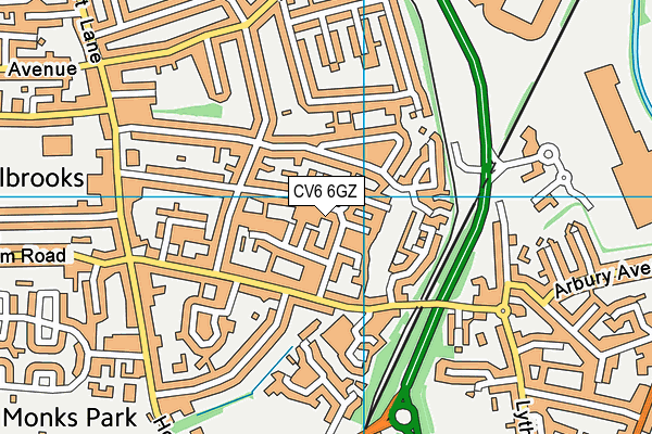 CV6 6GZ map - OS VectorMap District (Ordnance Survey)