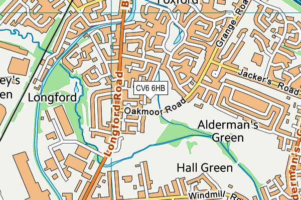 CV6 6HB map - OS VectorMap District (Ordnance Survey)