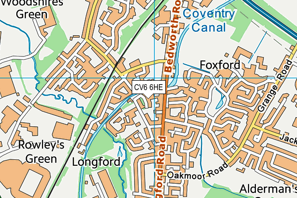 CV6 6HE map - OS VectorMap District (Ordnance Survey)