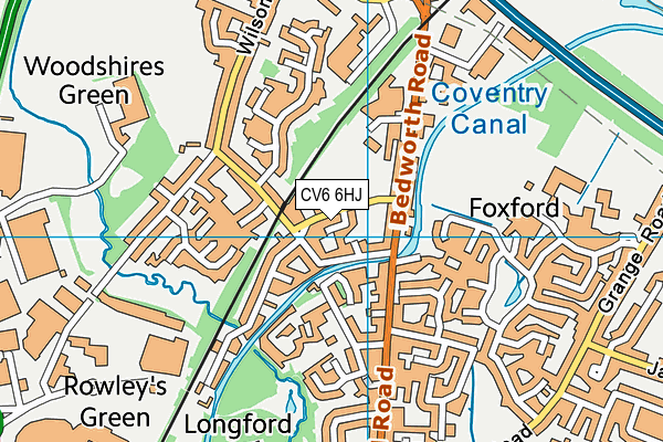 CV6 6HJ map - OS VectorMap District (Ordnance Survey)