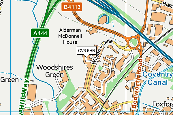 CV6 6HN map - OS VectorMap District (Ordnance Survey)