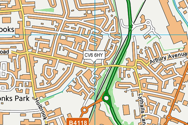 CV6 6HY map - OS VectorMap District (Ordnance Survey)