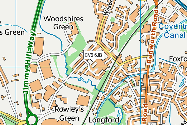 CV6 6JB map - OS VectorMap District (Ordnance Survey)