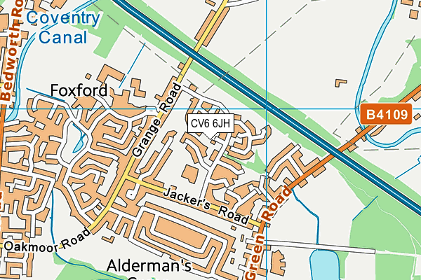 CV6 6JH map - OS VectorMap District (Ordnance Survey)