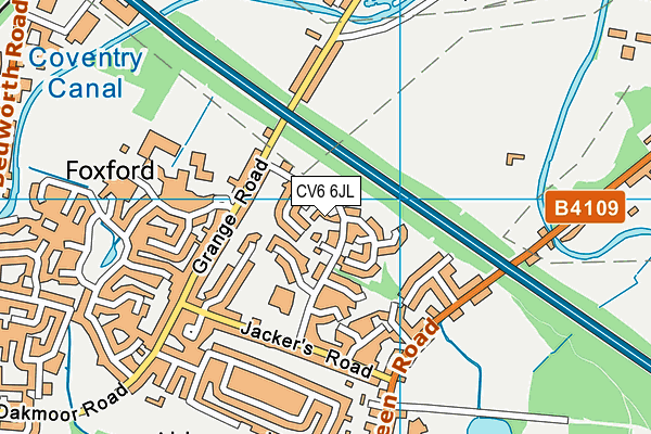 CV6 6JL map - OS VectorMap District (Ordnance Survey)