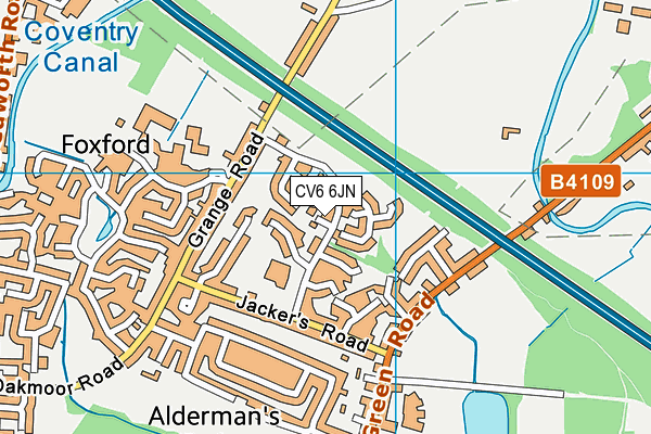 CV6 6JN map - OS VectorMap District (Ordnance Survey)