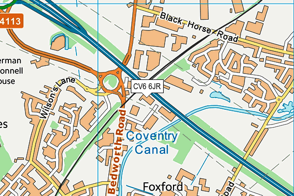 CV6 6JR map - OS VectorMap District (Ordnance Survey)