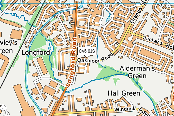 CV6 6JS map - OS VectorMap District (Ordnance Survey)