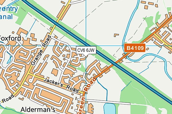 CV6 6JW map - OS VectorMap District (Ordnance Survey)