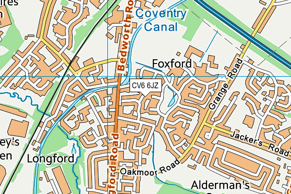 CV6 6JZ map - OS VectorMap District (Ordnance Survey)