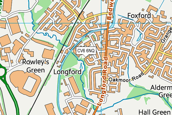 CV6 6NQ map - OS VectorMap District (Ordnance Survey)