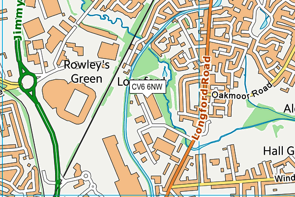 CV6 6NW map - OS VectorMap District (Ordnance Survey)