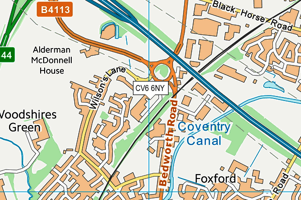 CV6 6NY map - OS VectorMap District (Ordnance Survey)