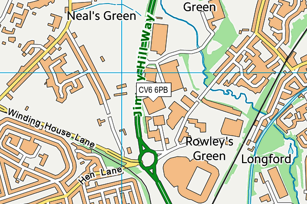 CV6 6PB map - OS VectorMap District (Ordnance Survey)