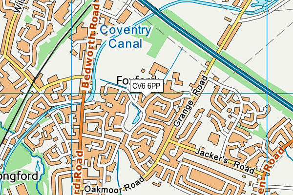 CV6 6PP map - OS VectorMap District (Ordnance Survey)