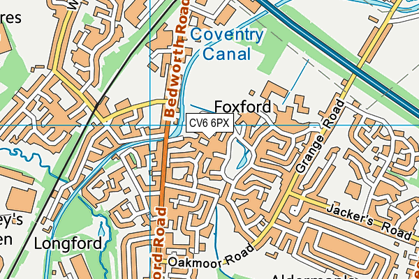 CV6 6PX map - OS VectorMap District (Ordnance Survey)
