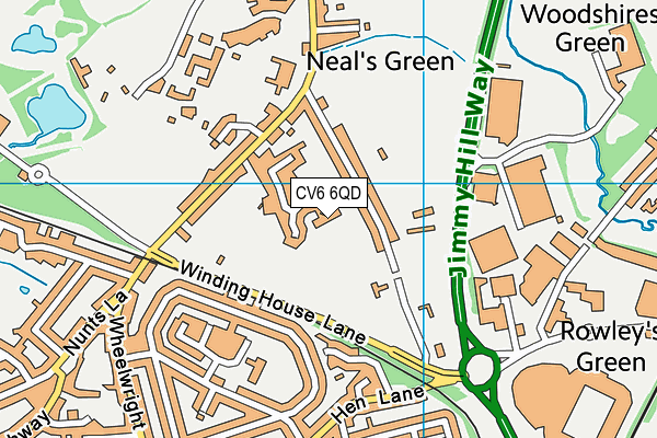 CV6 6QD map - OS VectorMap District (Ordnance Survey)