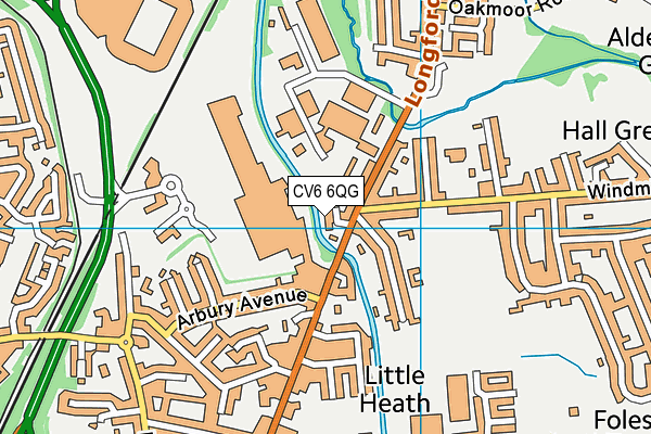 CV6 6QG map - OS VectorMap District (Ordnance Survey)