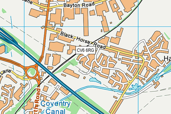 CV6 6RG map - OS VectorMap District (Ordnance Survey)