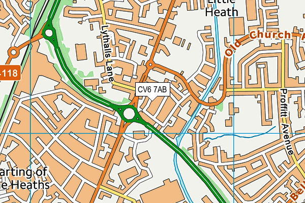 CV6 7AB map - OS VectorMap District (Ordnance Survey)