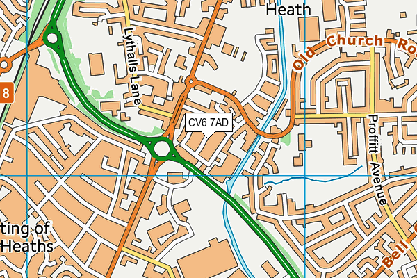 CV6 7AD map - OS VectorMap District (Ordnance Survey)